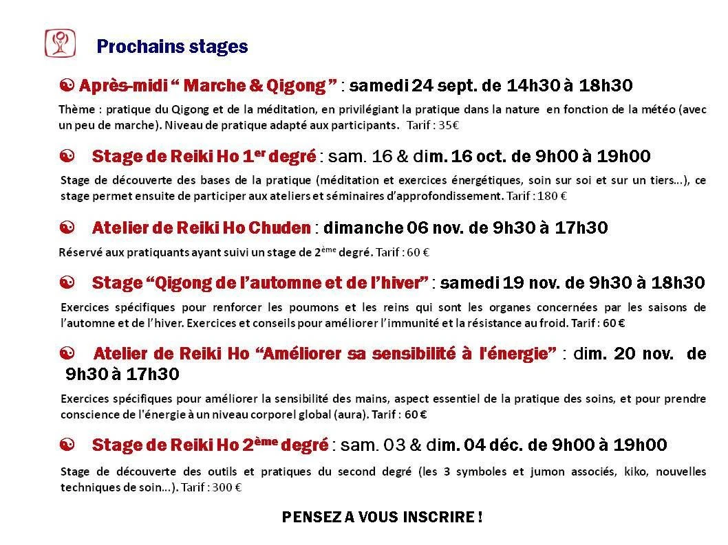 Prochains stages